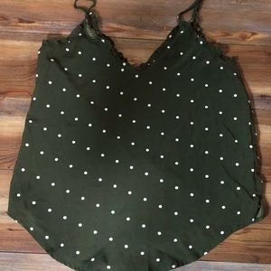 Staccato Army Green Polka Dot Spaghetti Strap Top Size Small